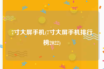 7寸大屏手机(7寸大屏手机排行榜2022)