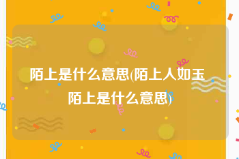 陌上是什么意思(陌上人如玉 陌上是什么意思)