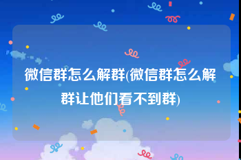 微信群怎么解群(微信群怎么解群让他们看不到群)