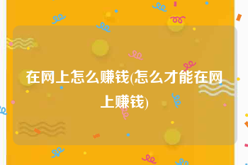 在网上怎么赚钱(怎么才能在网上赚钱)