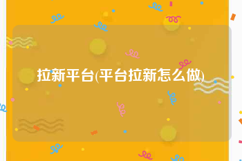 拉新平台(平台拉新怎么做)
