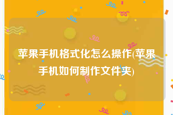 苹果手机格式化怎么操作(苹果手机如何制作文件夹)