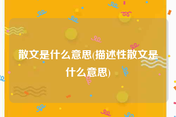 散文是什么意思(描述性散文是什么意思)