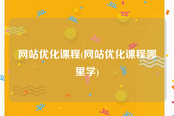 网站优化课程(网站优化课程哪里学)