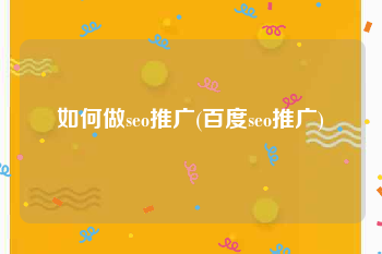 如何做seo推广(百度seo推广)