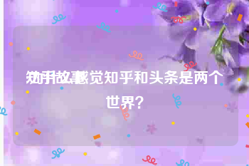 知乎故事
:为什么感觉知乎和头条是两个世界？