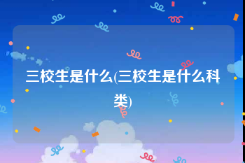 三校生是什么(三校生是什么科类)