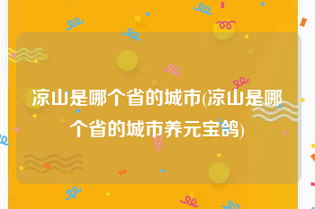 凉山是哪个省的城市(凉山是哪个省的城市养元宝鸽)