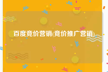 百度竞价营销(竞价推广营销)