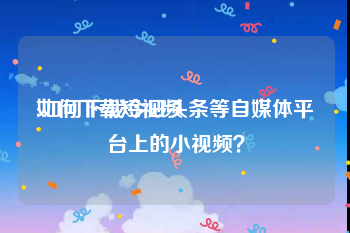 如何下载短视频
:如何下载今日头条等自媒体平台上的小视频？