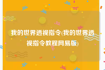 我的世界透视指令(我的世界透视指令教程网易版)