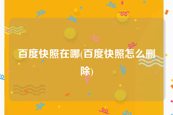 百度快照在哪(百度快照怎么删除)
