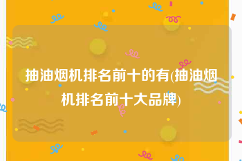 抽油烟机排名前十的有(抽油烟机排名前十大品牌)
