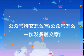 公众号推文怎么写(公众号怎么一次发多篇文章)