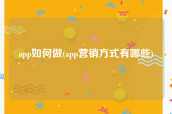 app如何做(app营销方式有哪些)