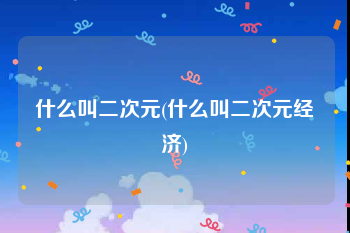什么叫二次元(什么叫二次元经济)