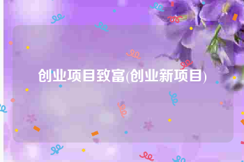 创业项目致富(创业新项目)