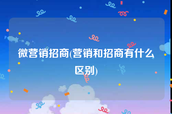 微营销招商(营销和招商有什么区别)