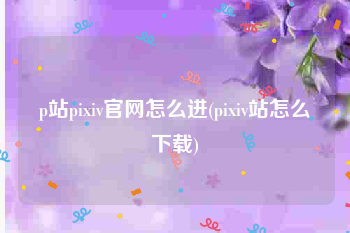 p站pixiv官网怎么进(pixiv站怎么下载)