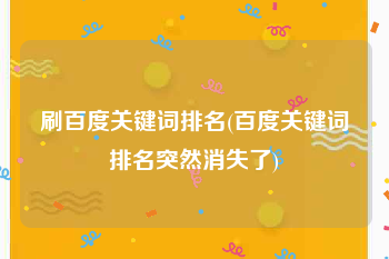 刷百度关键词排名(百度关键词排名突然消失了)