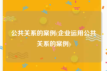 公共关系的案例(企业运用公共关系的案例)