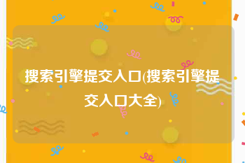 搜索引擎提交入口(搜索引擎提交入口大全)