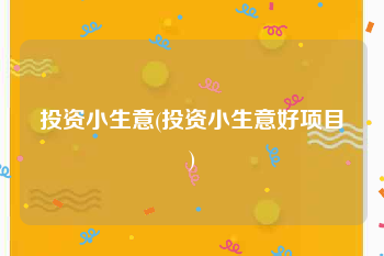 投资小生意(投资小生意好项目)
