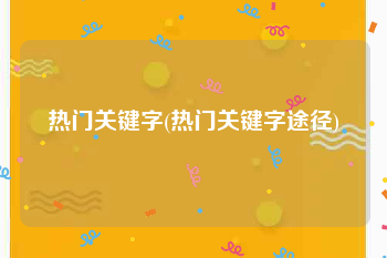 热门关键字(热门关键字途径)