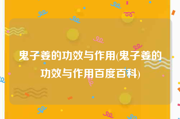 鬼子姜的功效与作用(鬼子姜的功效与作用百度百科)