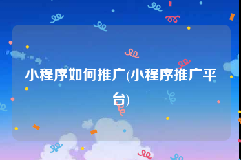 小程序如何推广(小程序推广平台)