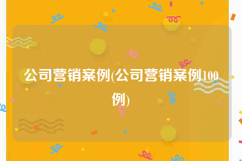 公司营销案例(公司营销案例100例)