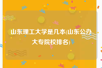 山东理工大学是几本(山东公办大专院校排名)