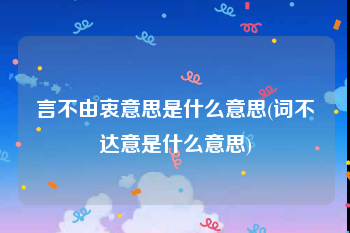 言不由衷意思是什么意思(词不达意是什么意思)