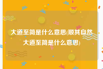 大道至简是什么意思(顺其自然大道至简是什么意思)