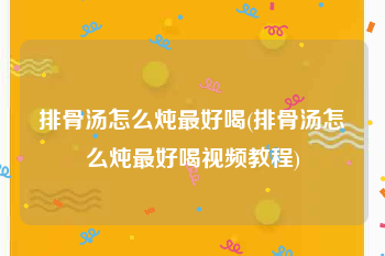 排骨汤怎么炖最好喝(排骨汤怎么炖最好喝视频教程)