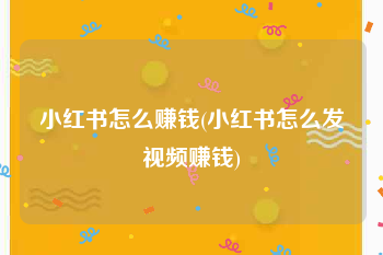 小红书怎么赚钱(小红书怎么发视频赚钱)