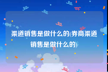 渠道销售是做什么的(券商渠道销售是做什么的)