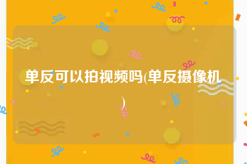 单反可以拍视频吗(单反摄像机)