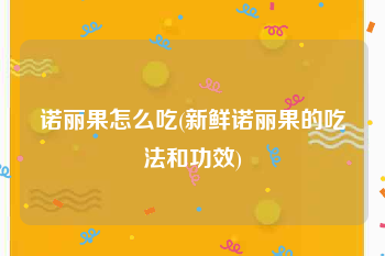 诺丽果怎么吃(新鲜诺丽果的吃法和功效)