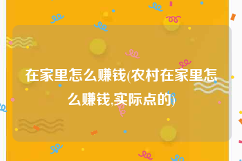 在家里怎么赚钱(农村在家里怎么赚钱,实际点的)