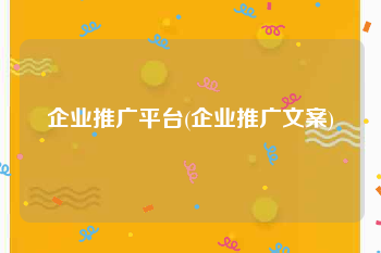 企业推广平台(企业推广文案)