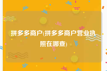 拼多多商户(拼多多商户营业执照在哪查)