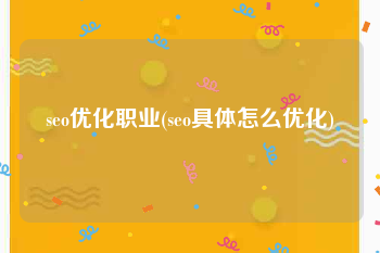 seo优化职业(seo具体怎么优化)