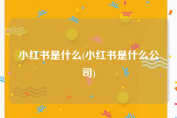 小红书是什么(小红书是什么公司)