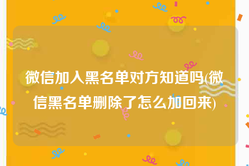 微信加入黑名单对方知道吗(微信黑名单删除了怎么加回来)