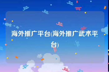 海外推广平台(海外推广武术平台)
