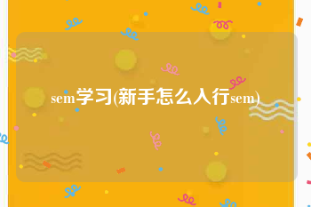 sem学习(新手怎么入行sem)