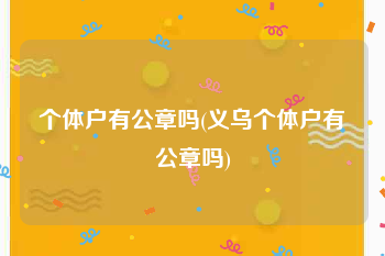 个体户有公章吗(义乌个体户有公章吗)