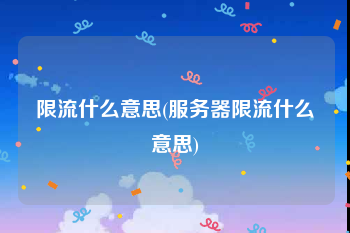 限流什么意思(服务器限流什么意思)