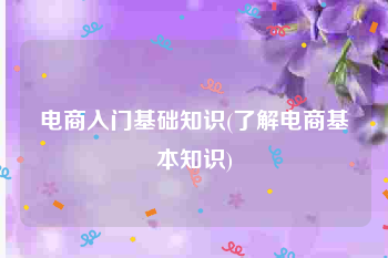 电商入门基础知识(了解电商基本知识)